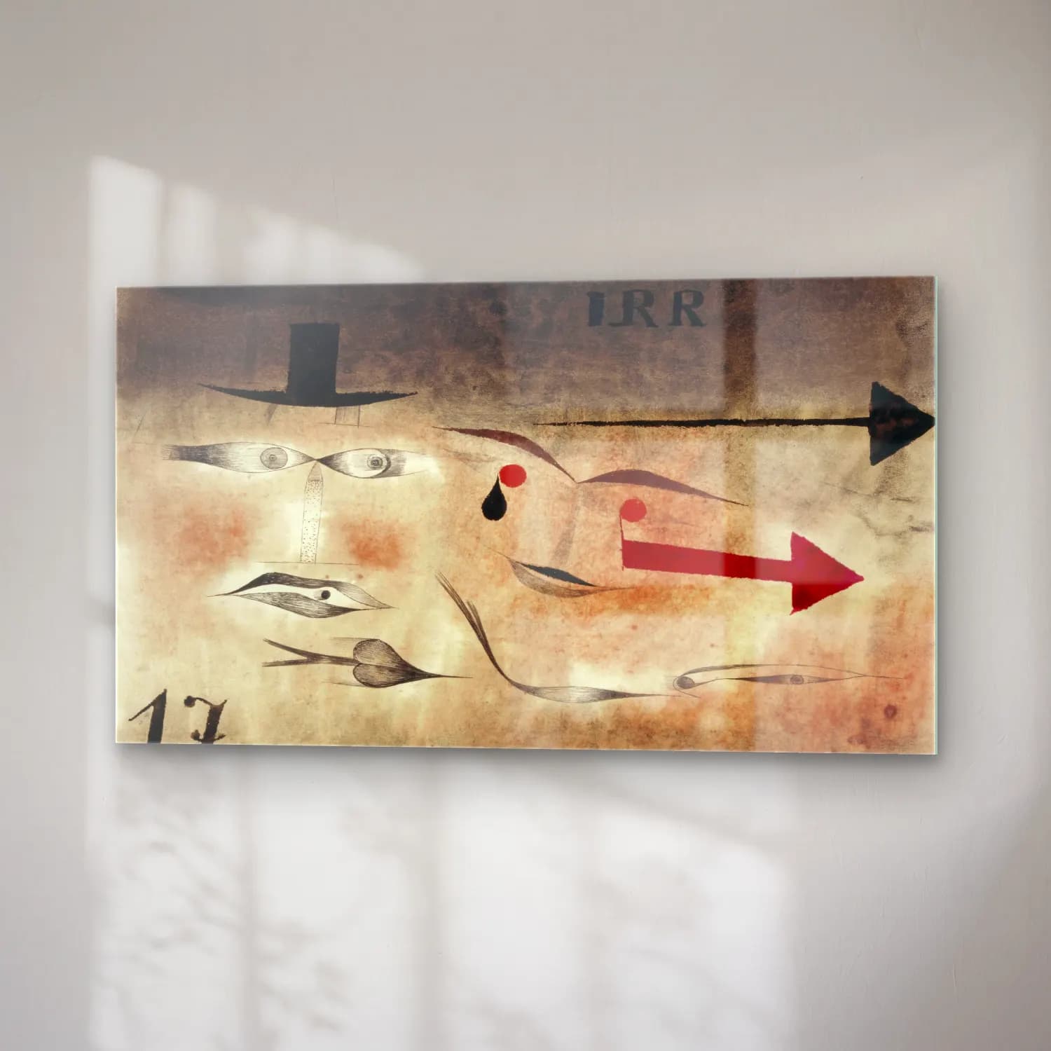 Paul Klee – Seventeen, crazy – Kırmızı Tonlar cam tablo — sağ açıdan görünüm
