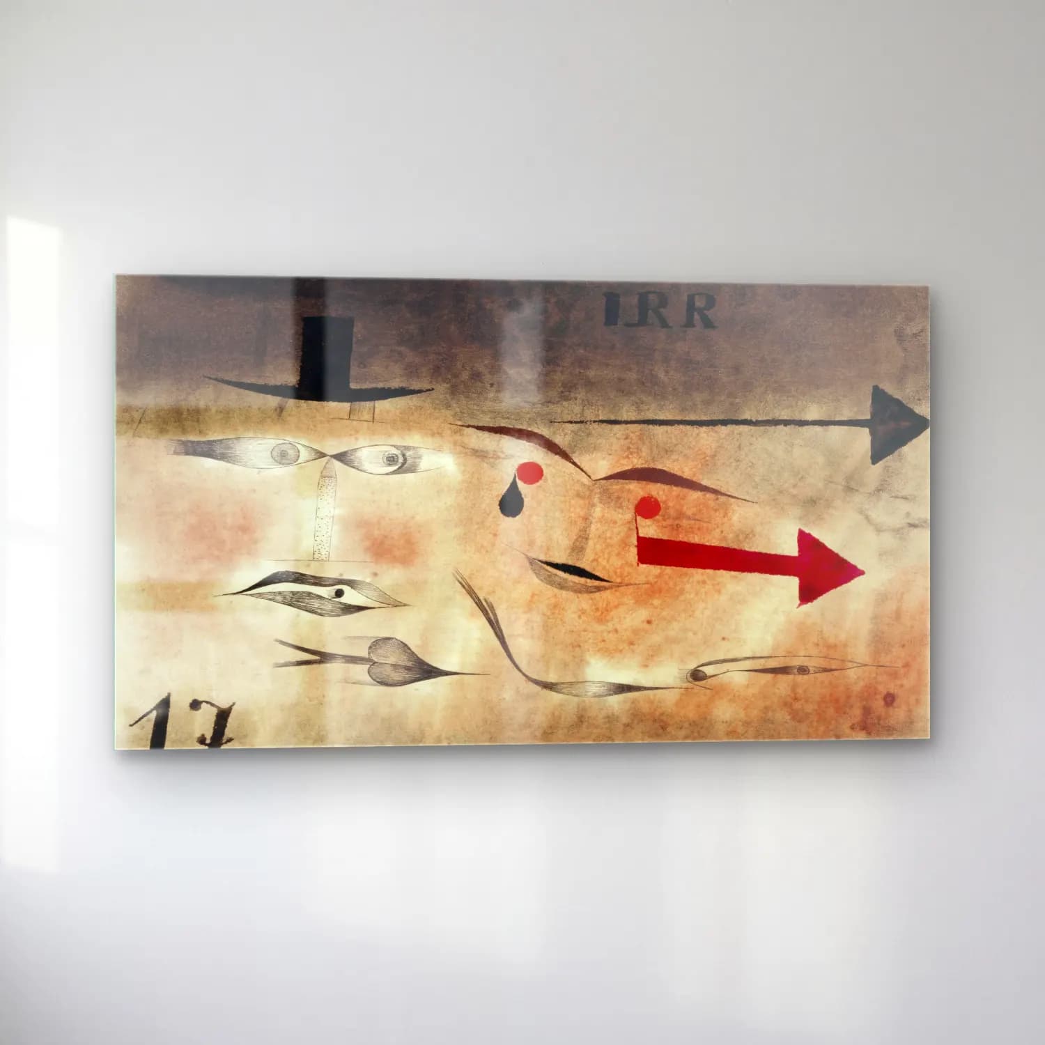 Paul Klee – Seventeen, crazy – Kırmızı Tonlar cam tablo — sol açıdan görünüm