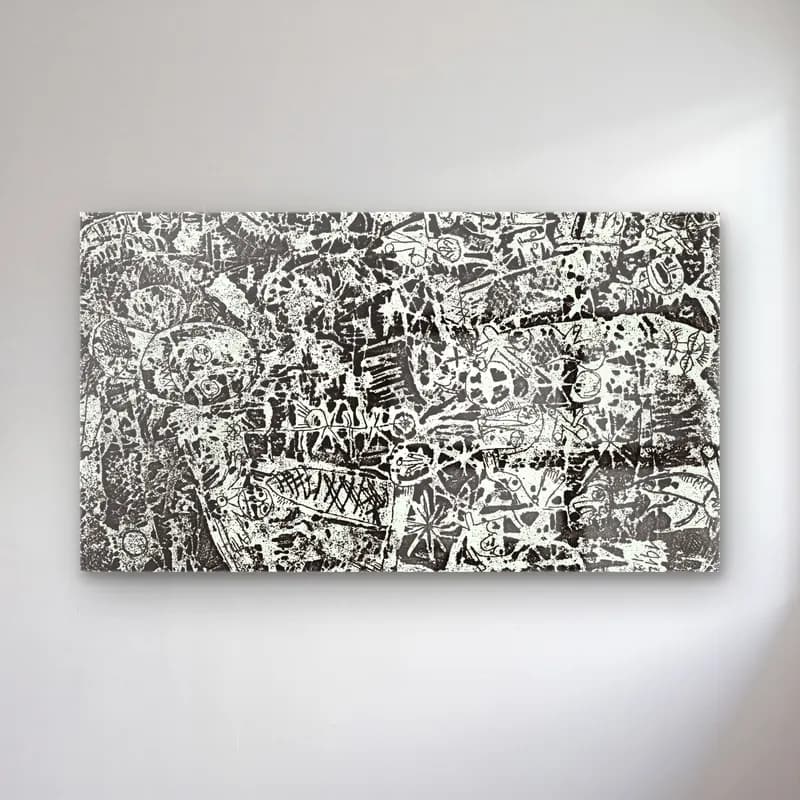 Paul Klee – Small World – Siyah Beyaz Tonlar cam tablo — Paul Klee – Small World – Siyah Beyaz Tonlar — siyah beyaz soyut formlar