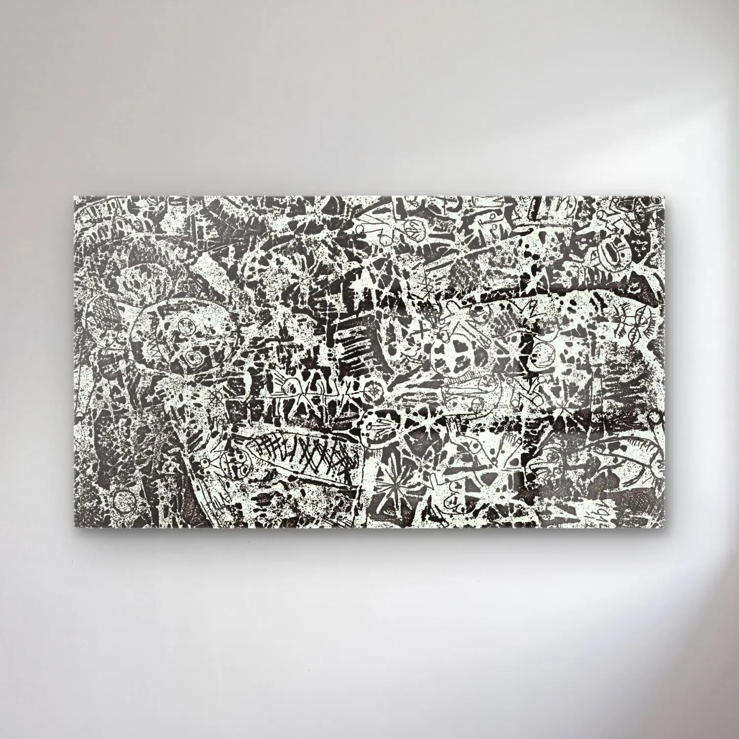 Paul Klee – Small World – Siyah Beyaz Tonlar cam tablo — Paul Klee – Small World – Siyah Beyaz Tonlar — siyah beyaz soyut formlar