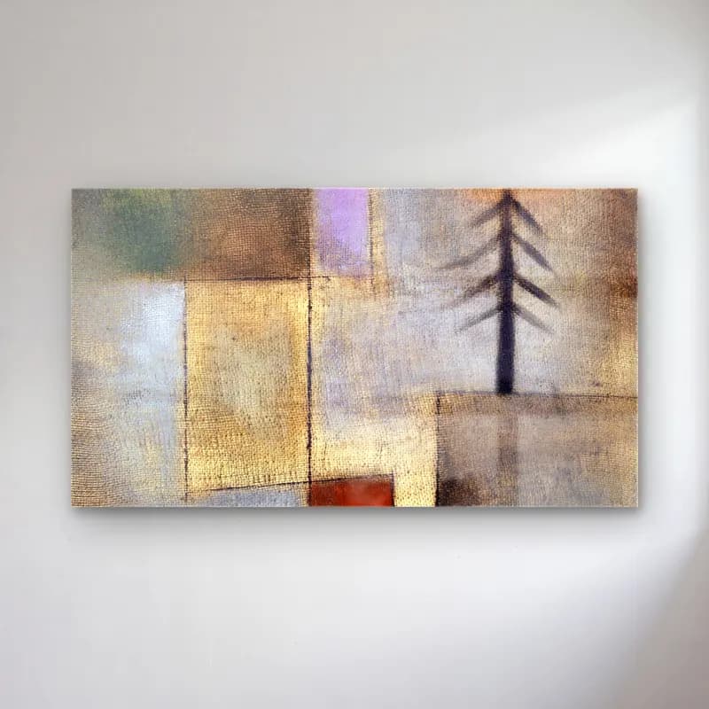 Paul Klee – Small fir picture – Bej Tonlar cam tablo — Paul Klee – Small fir picture – Bej Tonlar — modern soyut soyut manzara