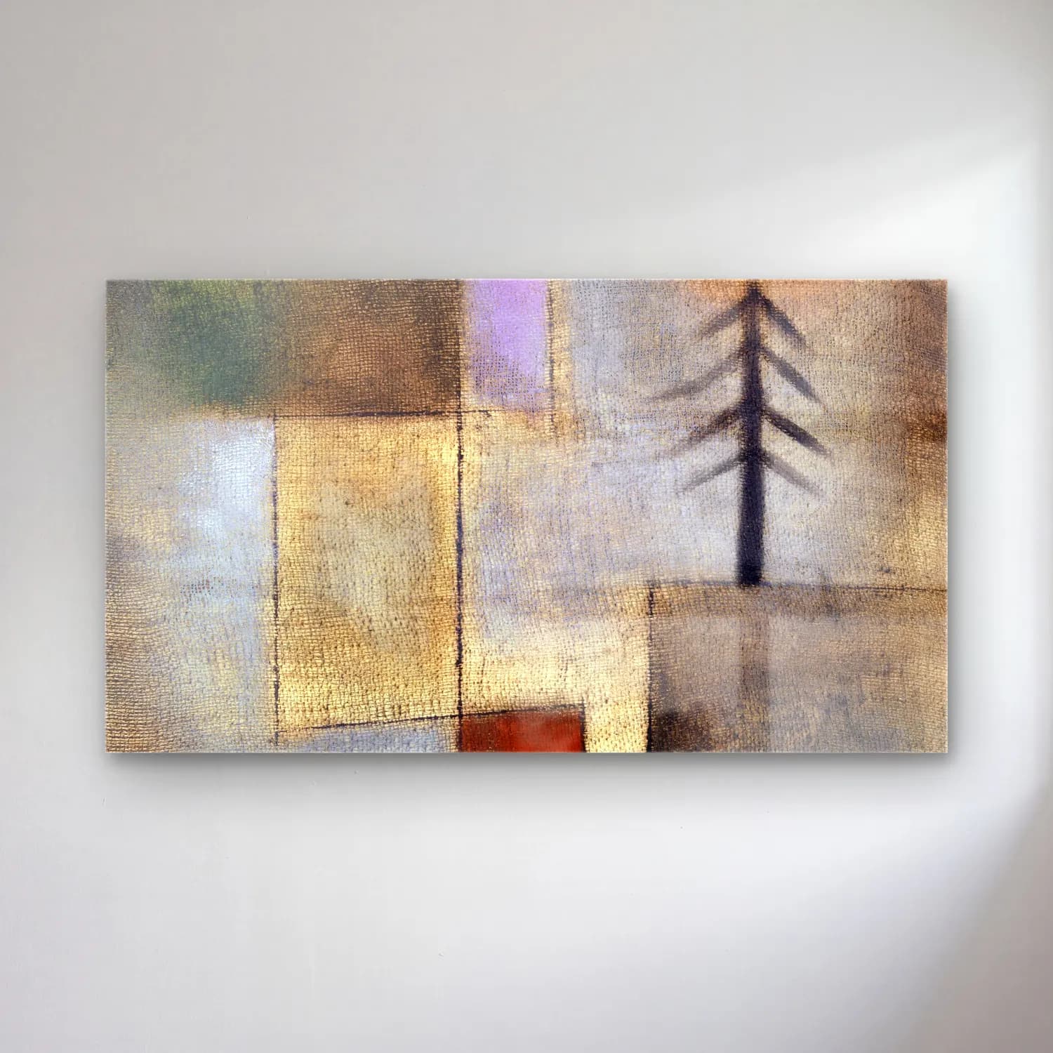 Paul Klee – Small fir picture – Bej Tonlar cam tablo — Paul Klee – Small fir picture – Bej Tonlar — modern soyut soyut manzara