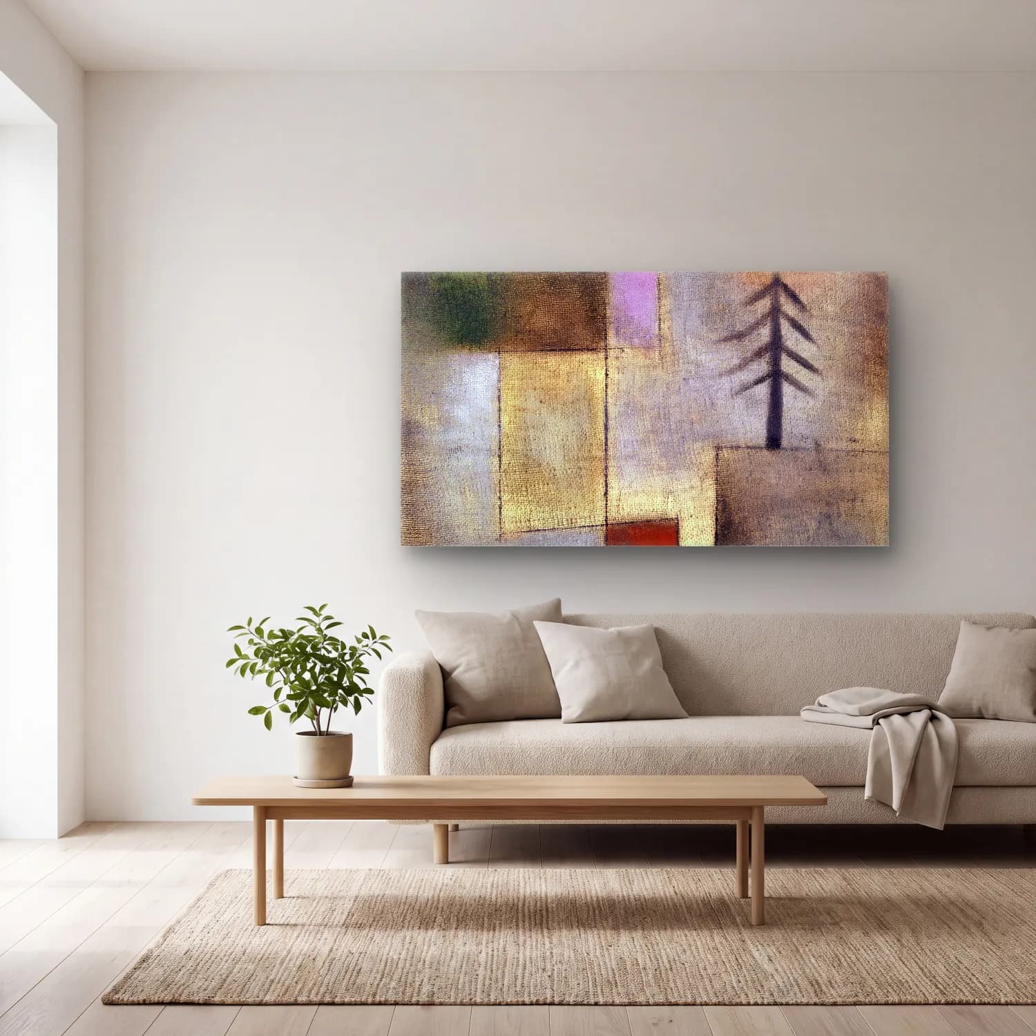 Paul Klee – Small fir picture – Bej Tonlar cam tablo — açık renk salonda