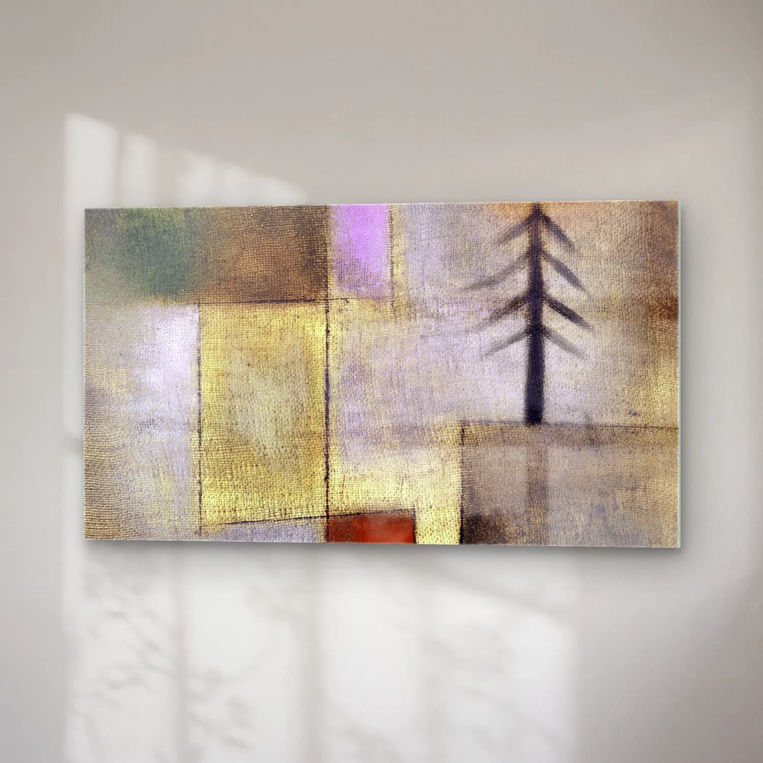 Paul Klee – Small fir picture – Bej Tonlar cam tablo — sağ açıdan görünüm
