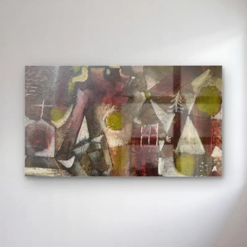 Paul Klee – Swamp Legend – Yeşil Tonlar cam tablo — Paul Klee – Swamp Legend – Yeşil Tonlar — modern soyut soyut manzara