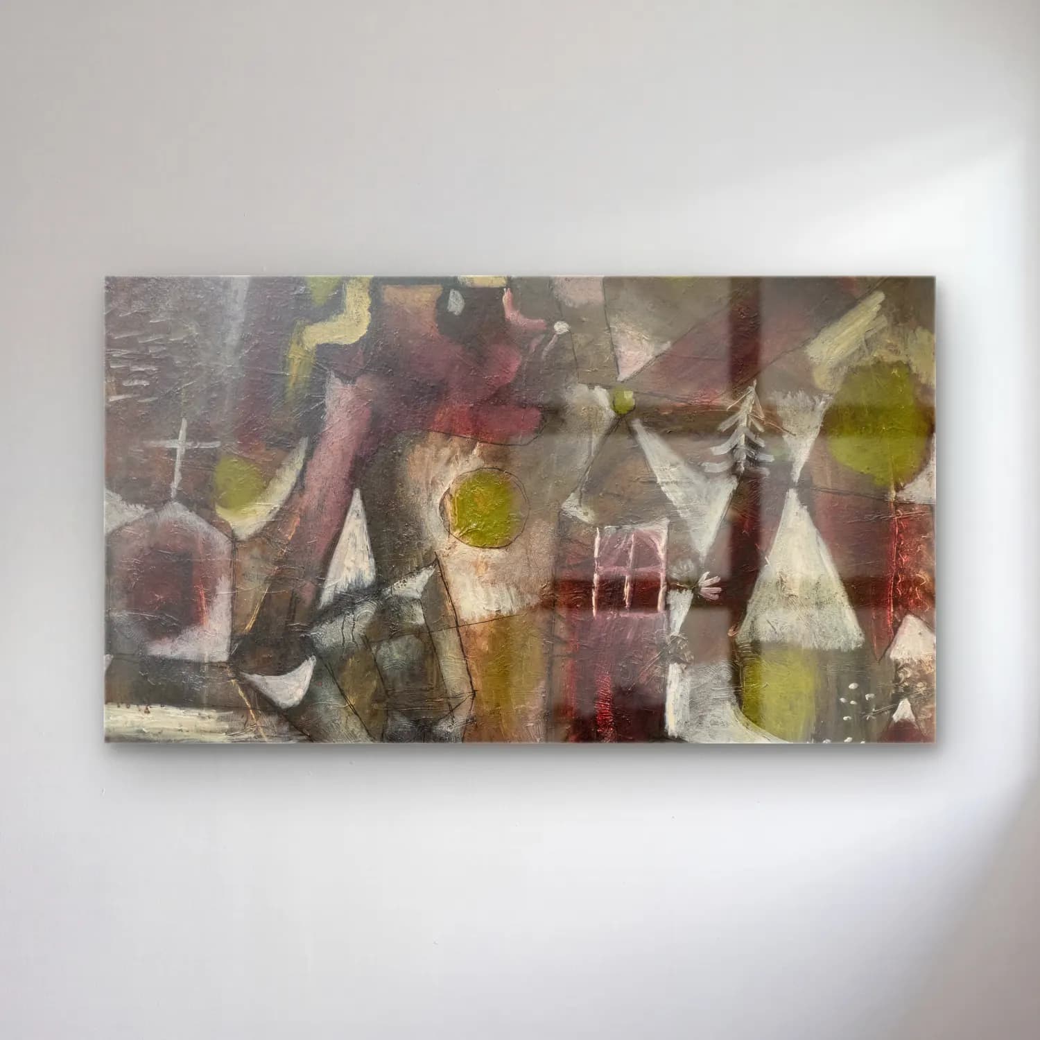 Paul Klee – Swamp Legend – Yeşil Tonlar cam tablo — Paul Klee – Swamp Legend – Yeşil Tonlar — modern soyut soyut manzara
