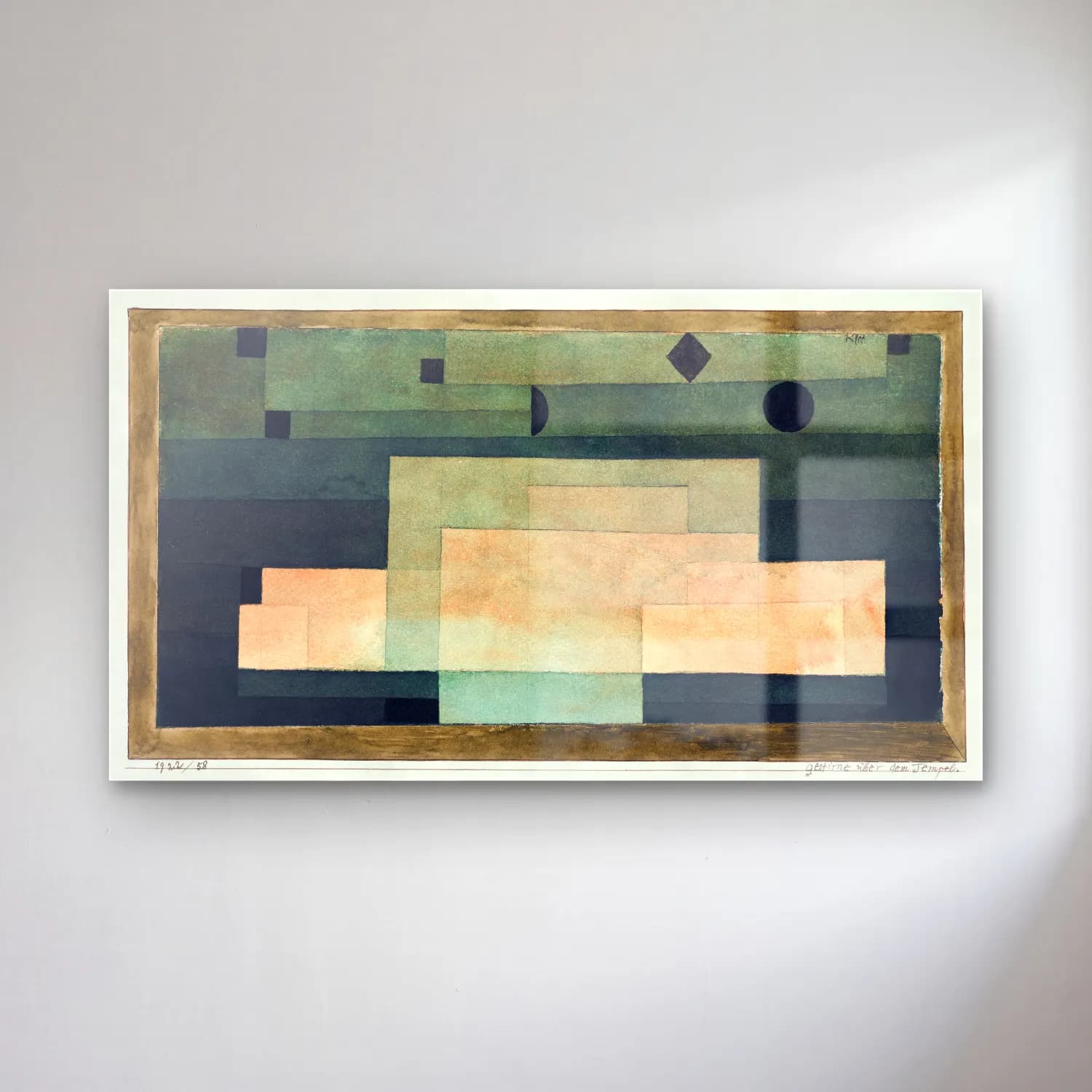 Paul Klee – The Firmament Above the Temple – Turkuaz Tonlar cam tablo — Paul Klee – The Firmament Above the Temple – Turkuaz Tonlar — modern soyut soyut manzara