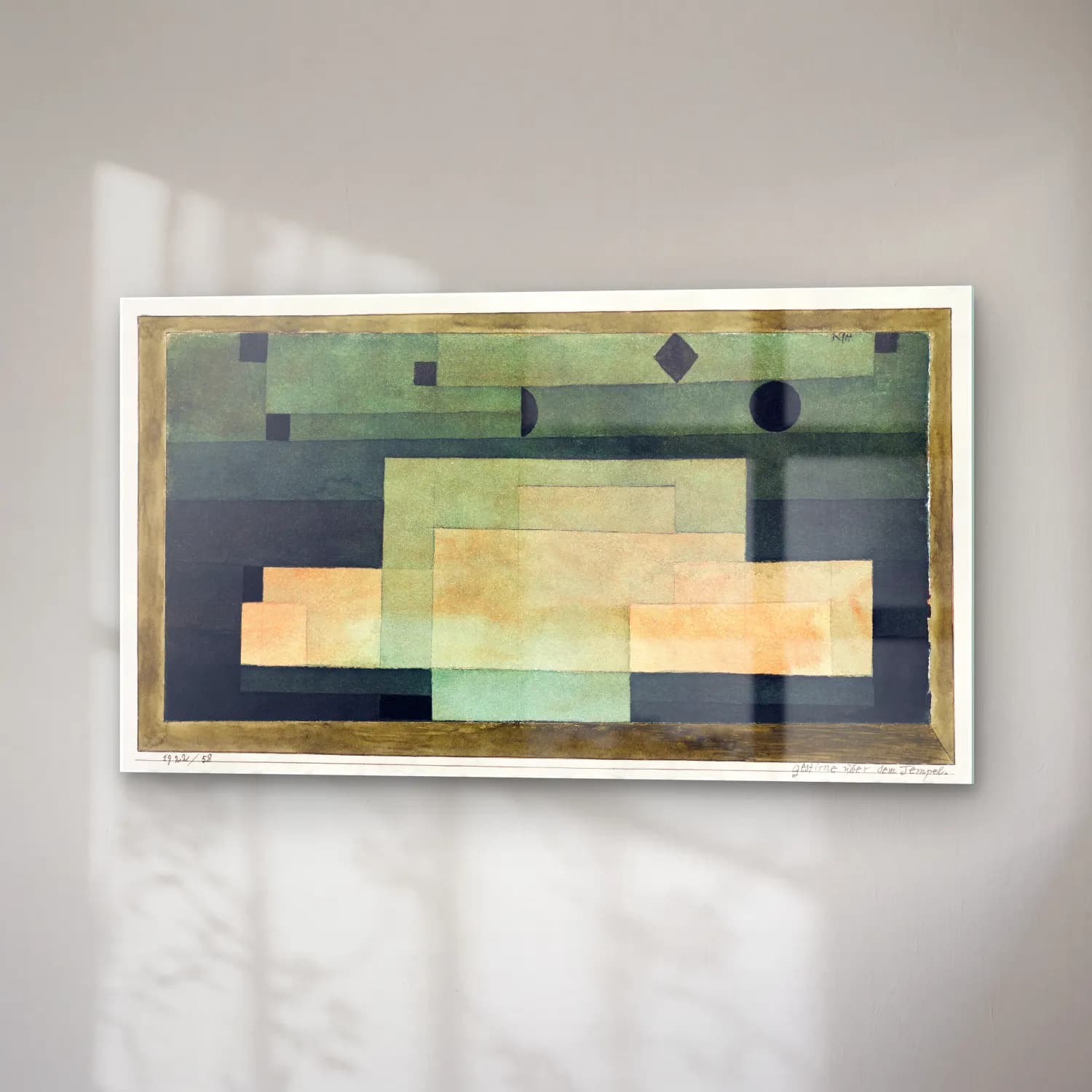Paul Klee – The Firmament Above the Temple – Turkuaz Tonlar cam tablo — sağ açıdan görünüm