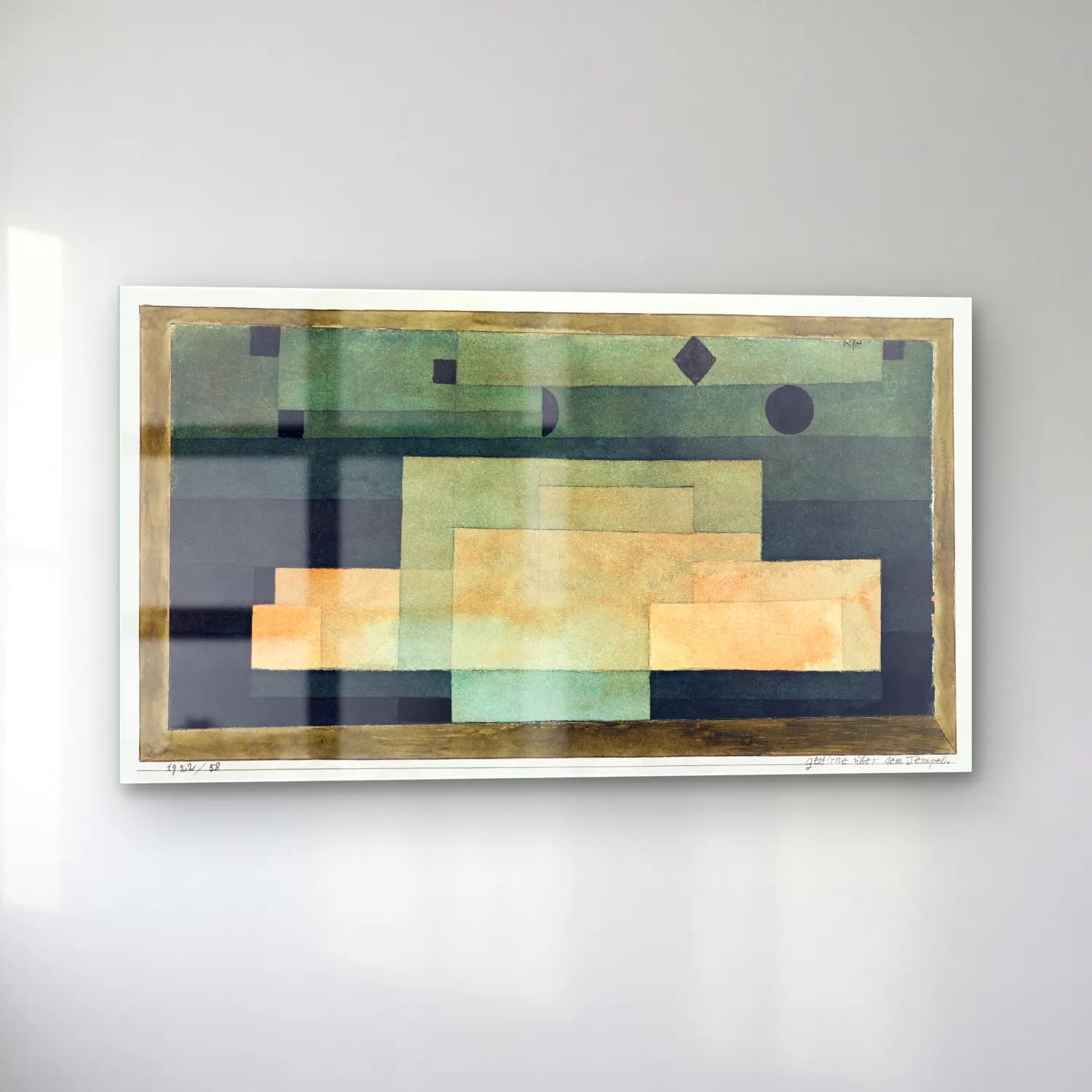 Paul Klee – The Firmament Above the Temple – Turkuaz Tonlar cam tablo — sol açıdan görünüm