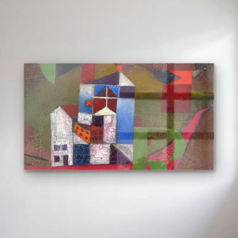 Paul Klee – Villa R – Kırmızı Tonlar cam tablo — Paul Klee – Villa R – Kırmızı Tonlar — modern soyut katedral