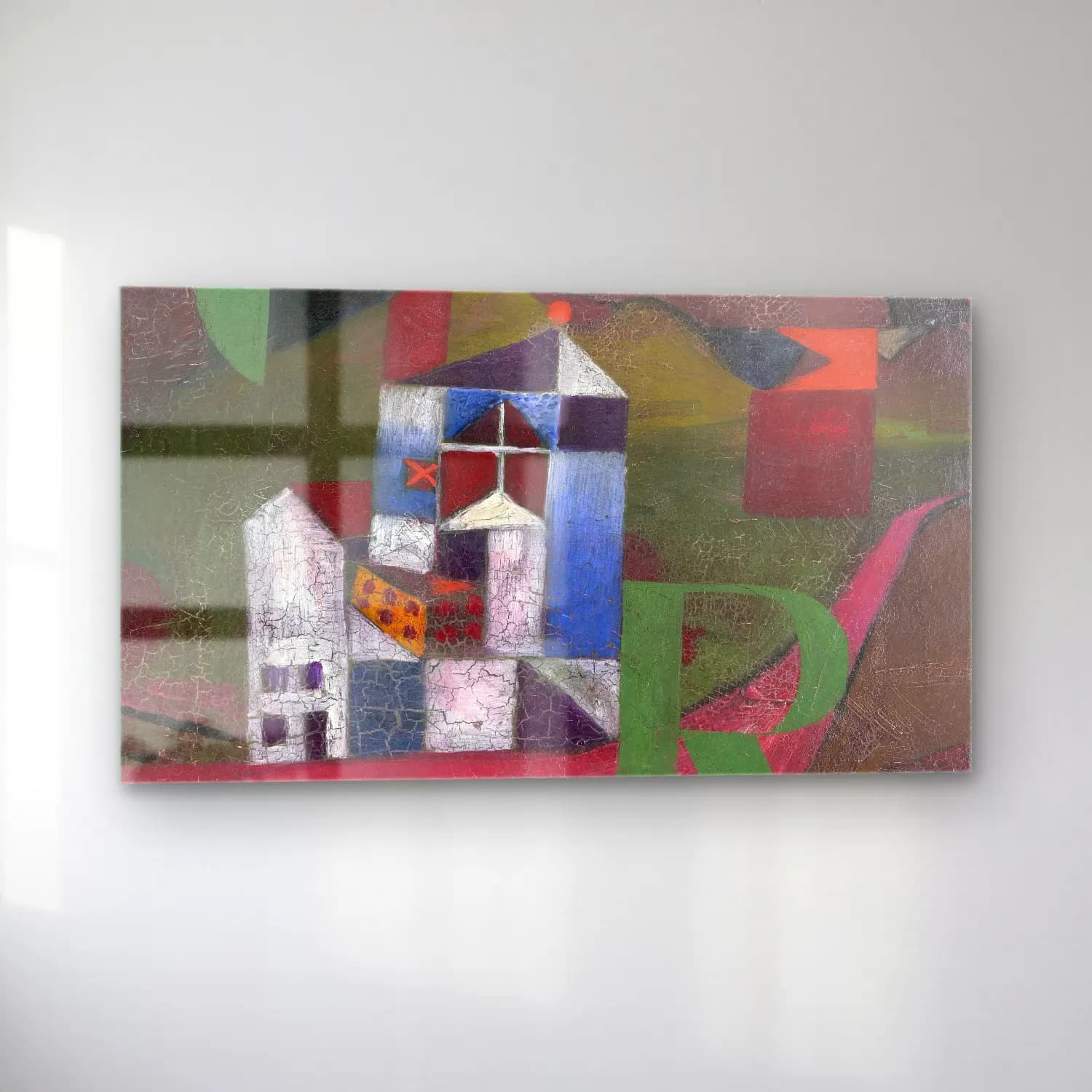 Paul Klee – Villa R – Kırmızı Tonlar cam tablo — sol açıdan görünüm