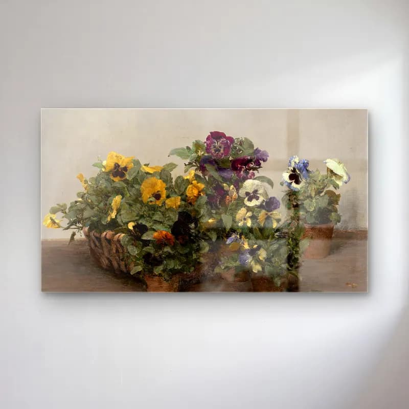 Henri Fantin-Latour – Pansies cam tablo — Henri Fantin-Latour – Pansies — empresyonist çiçek pazarı