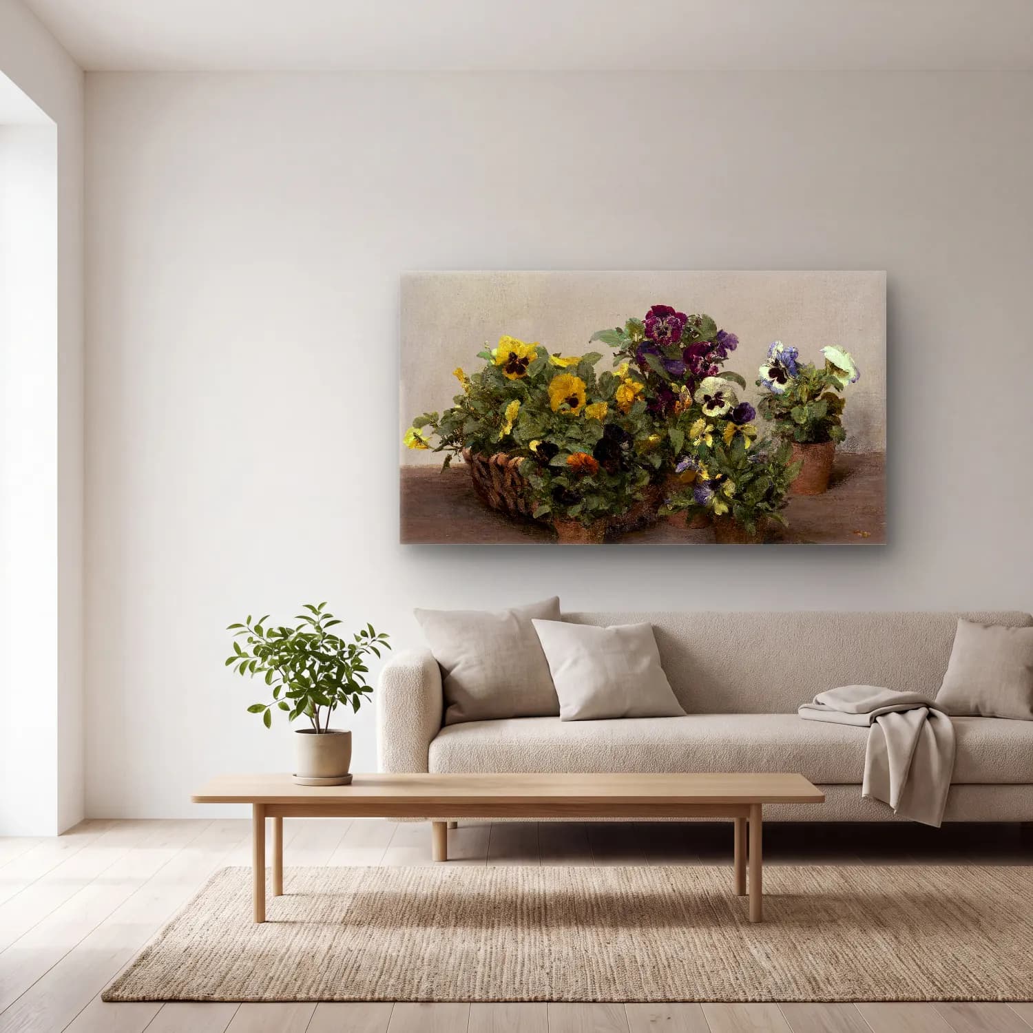 Henri Fantin-Latour – Pansies cam tablo — açık renk salonda