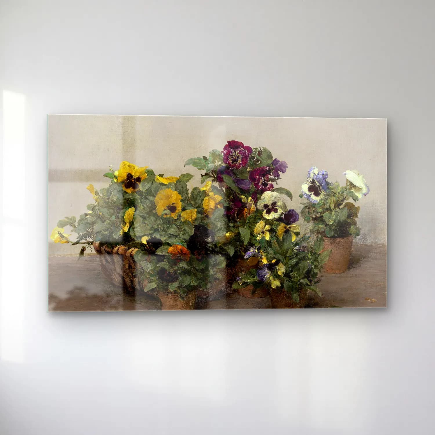 Henri Fantin-Latour – Pansies cam tablo — sol açıdan görünüm