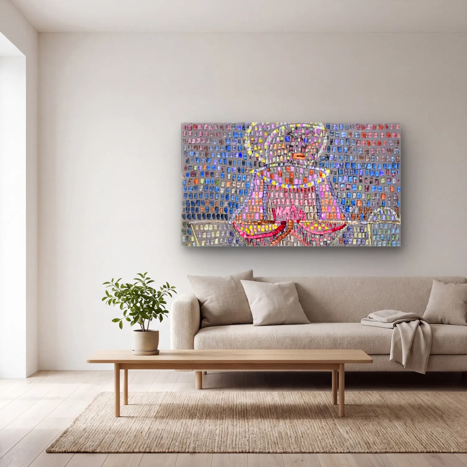 Paul Klee – oy in Fancy Dress – Pembe Tonlar cam tablo — açık renk salonda