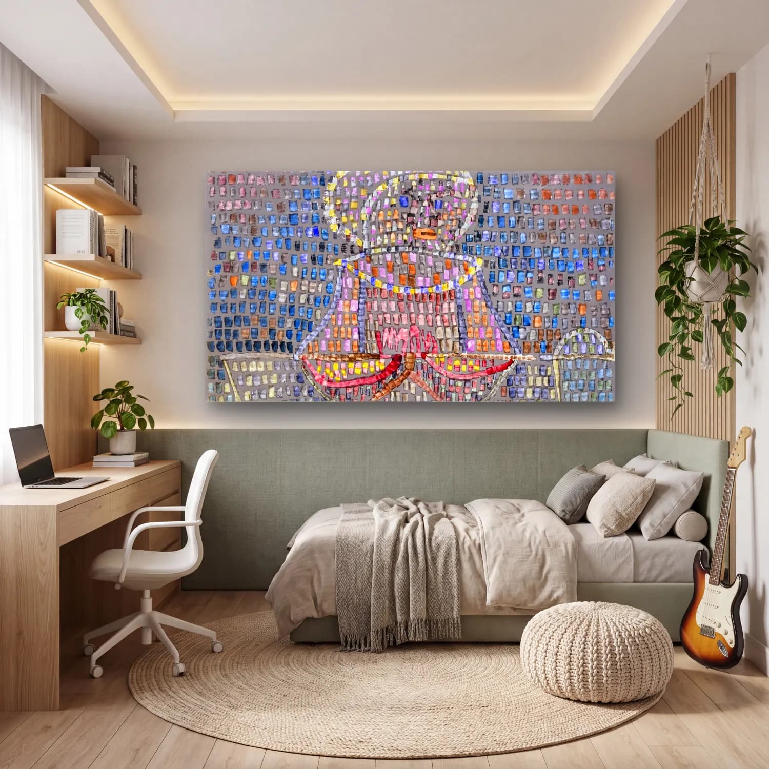 Paul Klee – oy in Fancy Dress – Pembe Tonlar cam tablo — genç odasında