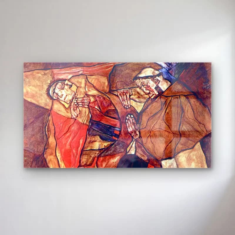 Gustav Klimt – Agony (The Death Struggle) cam tablo — Gustav Klimt – Agony (The Death Struggle) — modern soyut aşıklar