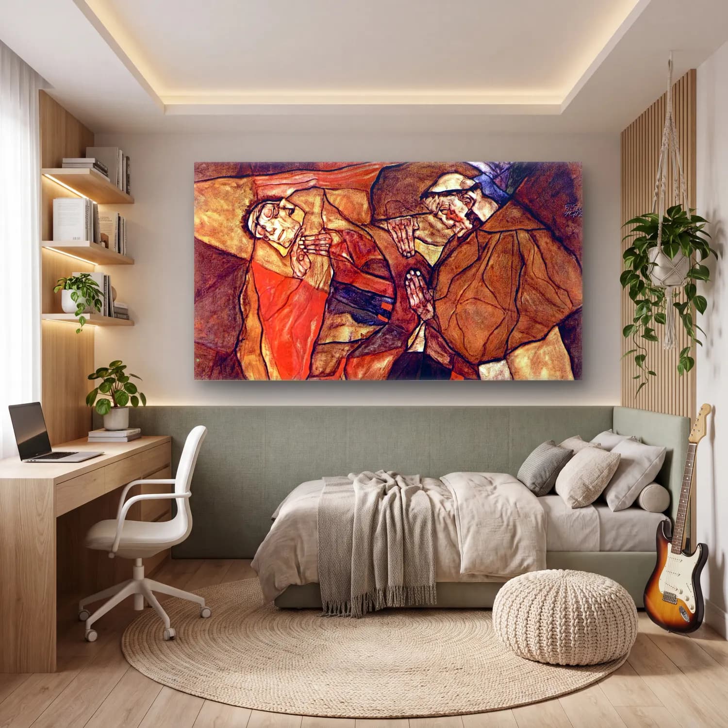 Gustav Klimt – Agony (The Death Struggle) cam tablo — genç odasında