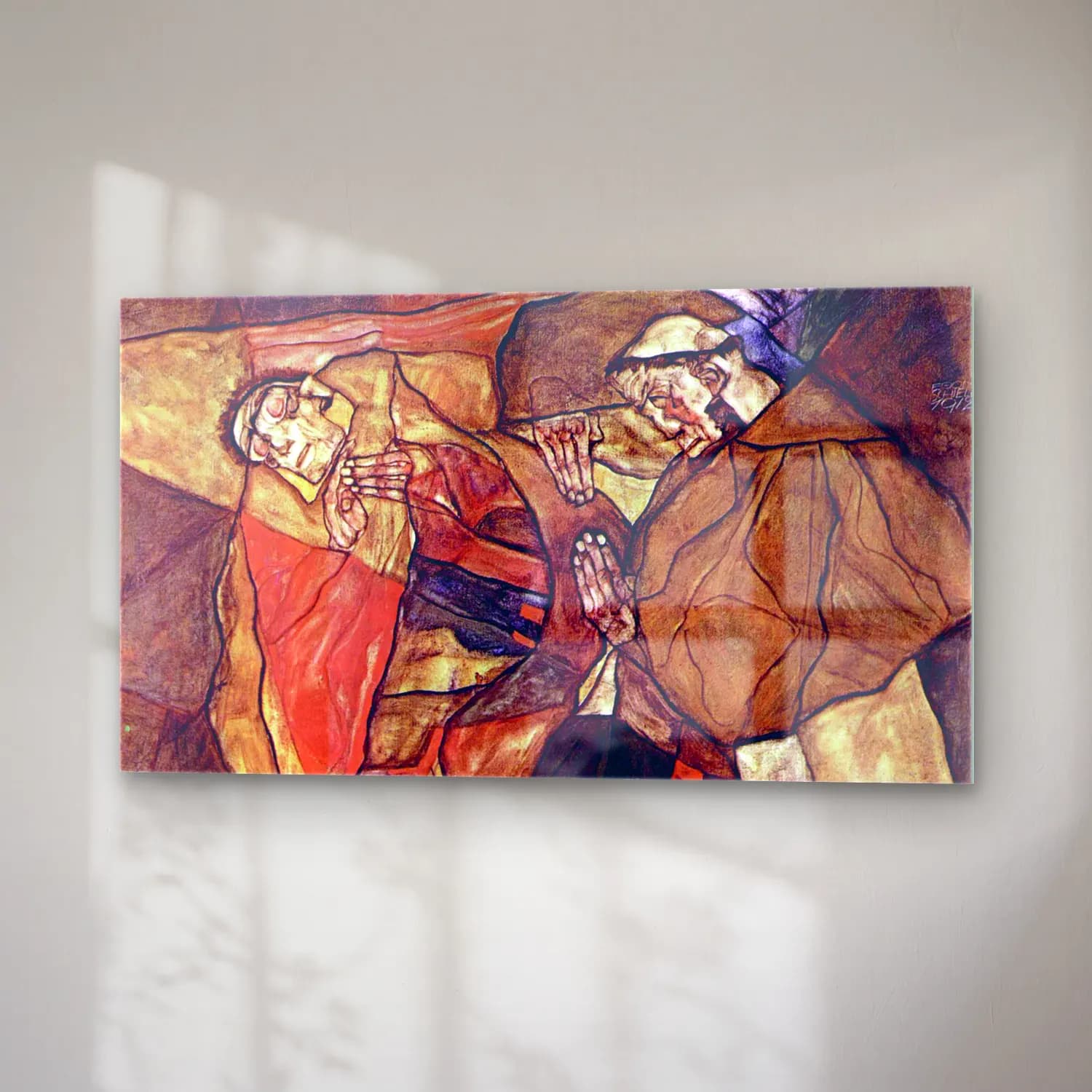 Gustav Klimt – Agony (The Death Struggle) cam tablo — sağ açıdan görünüm