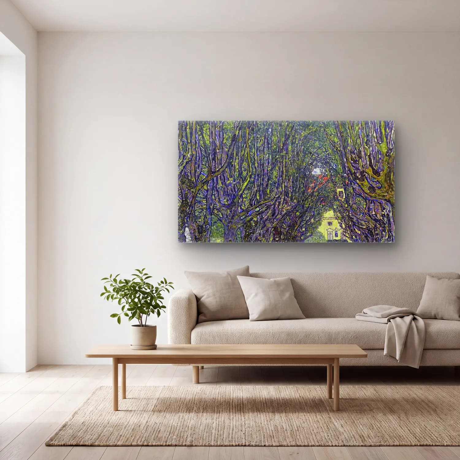 Gustav Klimt – Allee at Schloss Kammer cam tablo — açık renk salonda