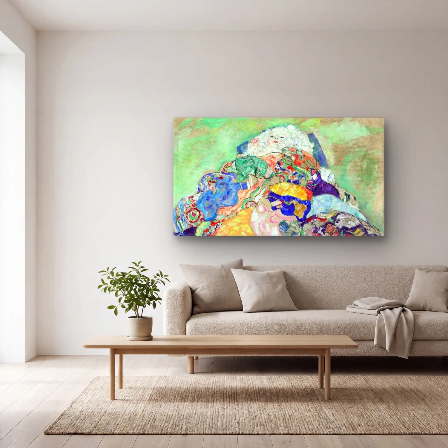 Gustav Klimt – Baby (Cradle) cam tablo — açık renk salonda