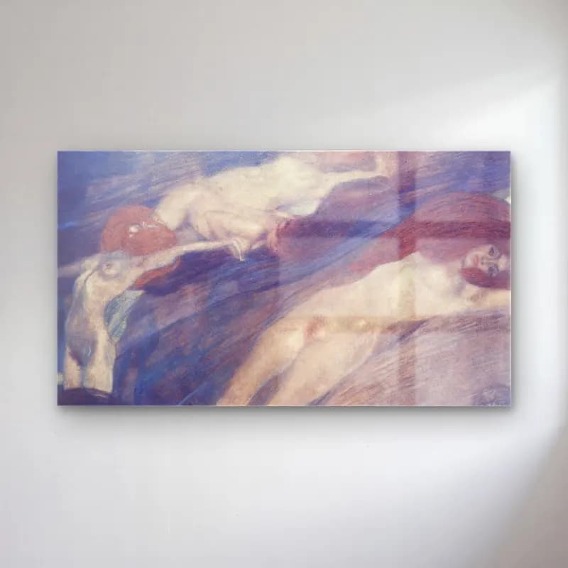 Gustav Klimt – Bewegte Wasser cam tablo — Gustav Klimt – Bewegte Wasser — empresyonist figür çalışması