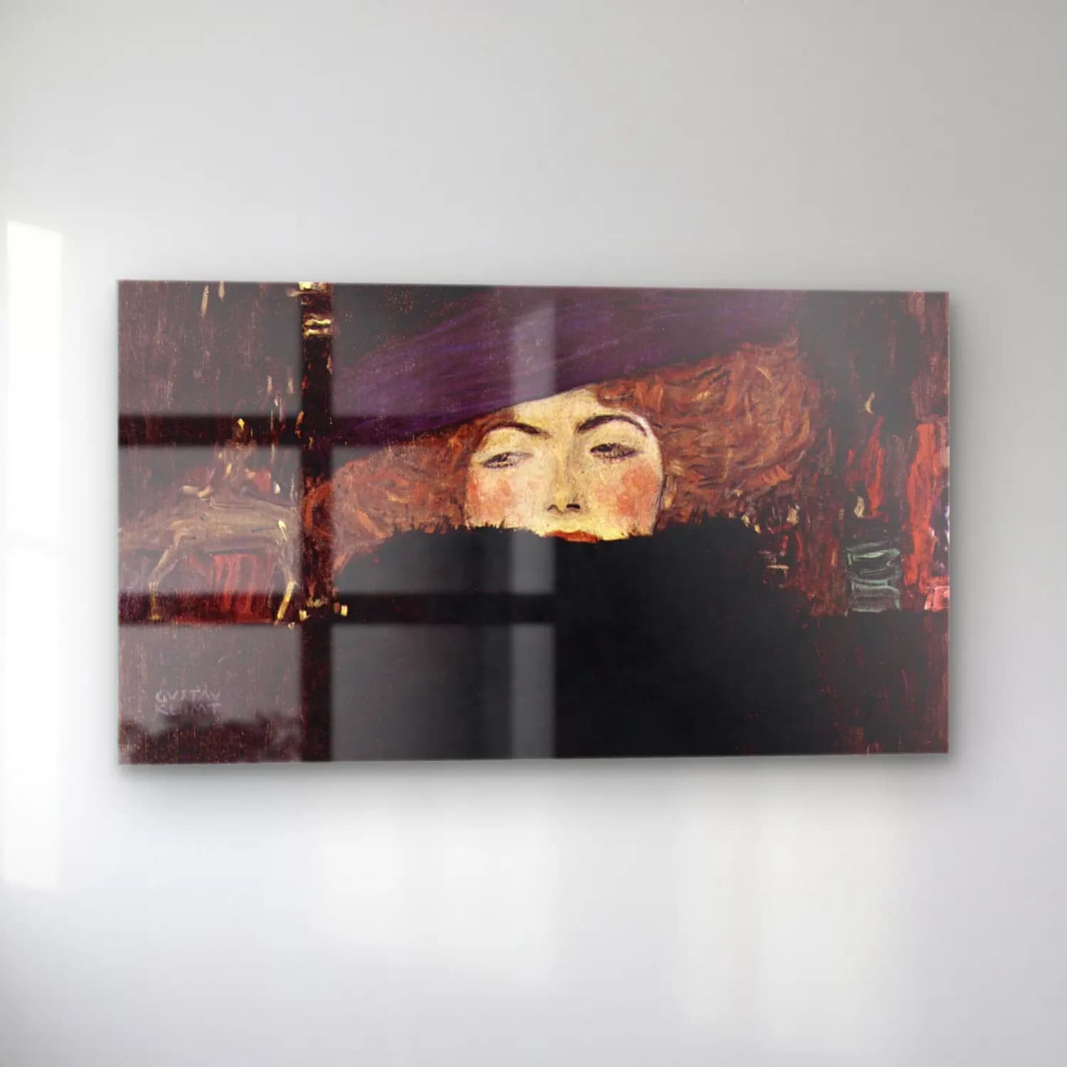 Gustav Klimt – Dame mit Hut und Federboa cam tablo — sol açıdan görünüm