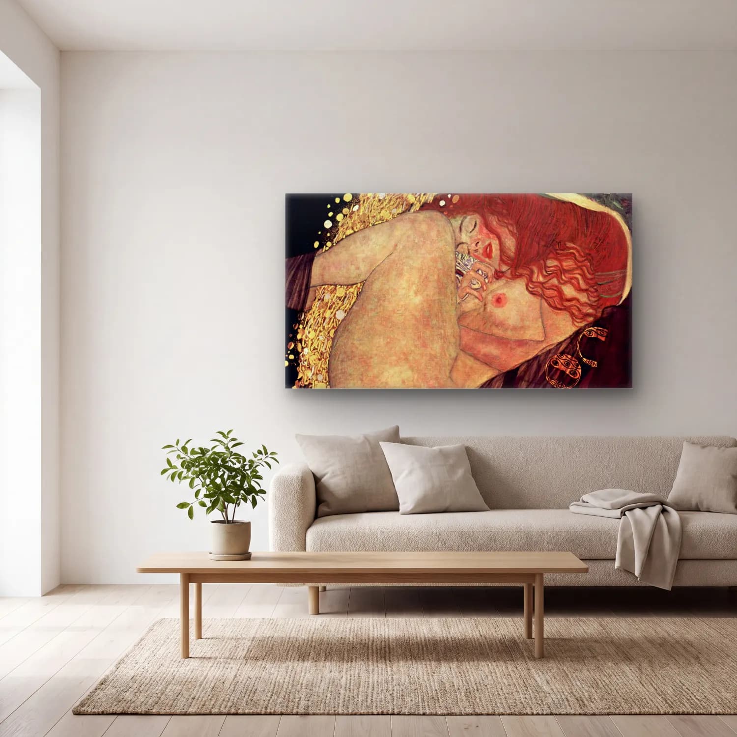Gustav Klimt – Danae cam tablo — açık renk salonda