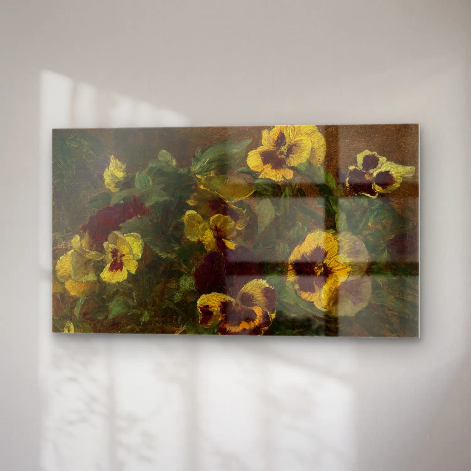 Henri Fantin-Latour – Pansies – Sarı Tonlar cam tablo — sağ açıdan görünüm