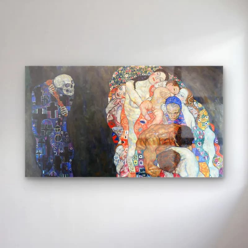 Gustav Klimt – Death and Life cam tablo — Gustav Klimt – Death and Life — yağlı boya aşıklar