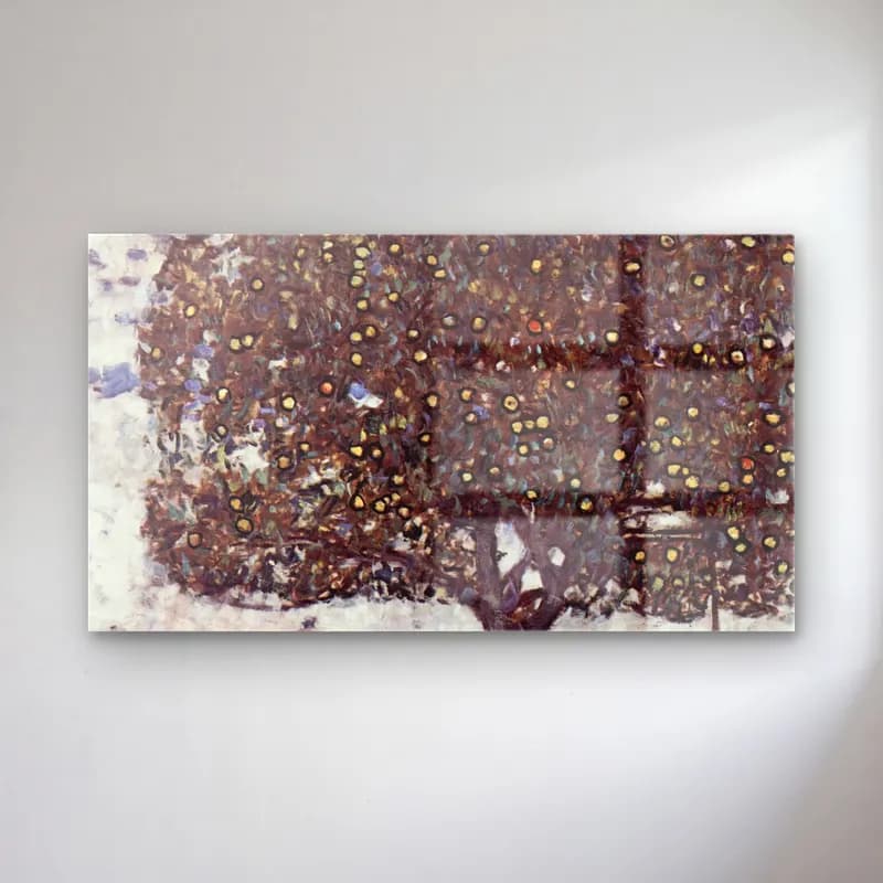 Gustav Klimt – Der Apfelbaum cam tablo — Gustav Klimt – Der Apfelbaum — empresyonist zeytin ve zeytinyağı