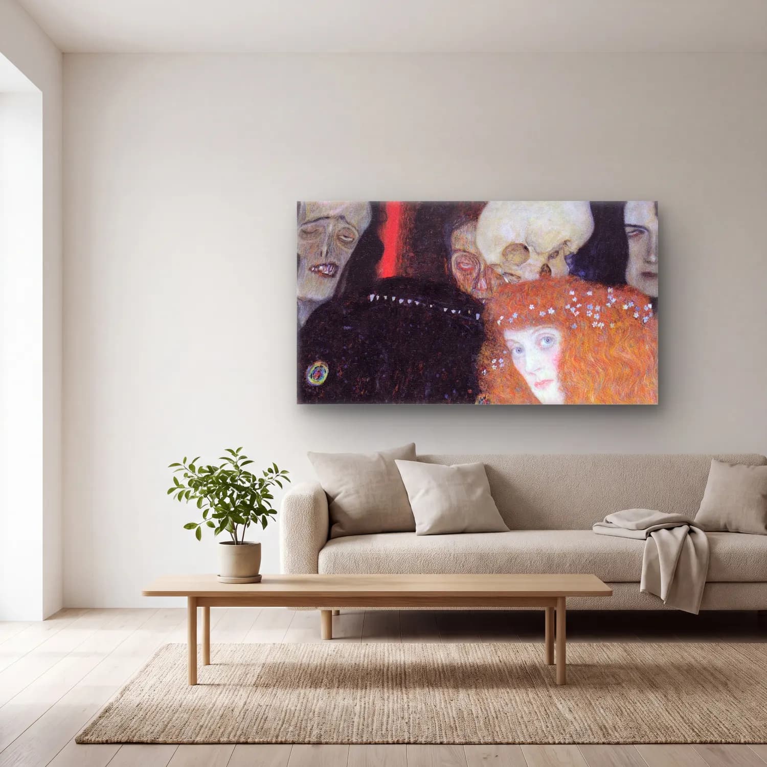 Gustav Klimt – Die Hoffnung cam tablo — açık renk salonda