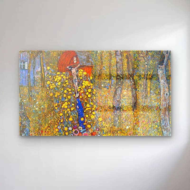 Gustav Klimt – Farmers garden with crucifix cam tablo — Gustav Klimt – Farmers garden with crucifix — empresyonist çiçek bahçesi