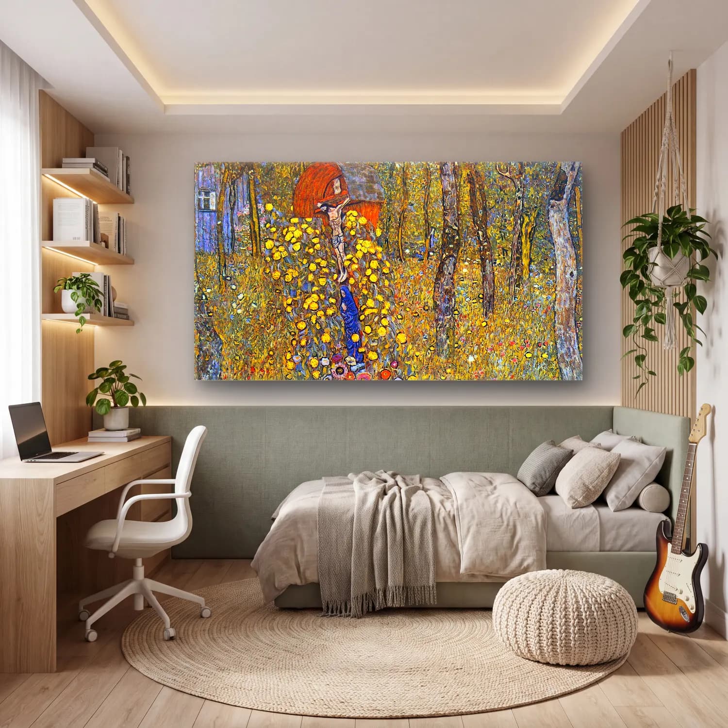 Gustav Klimt – Farmers garden with crucifix cam tablo — genç odasında