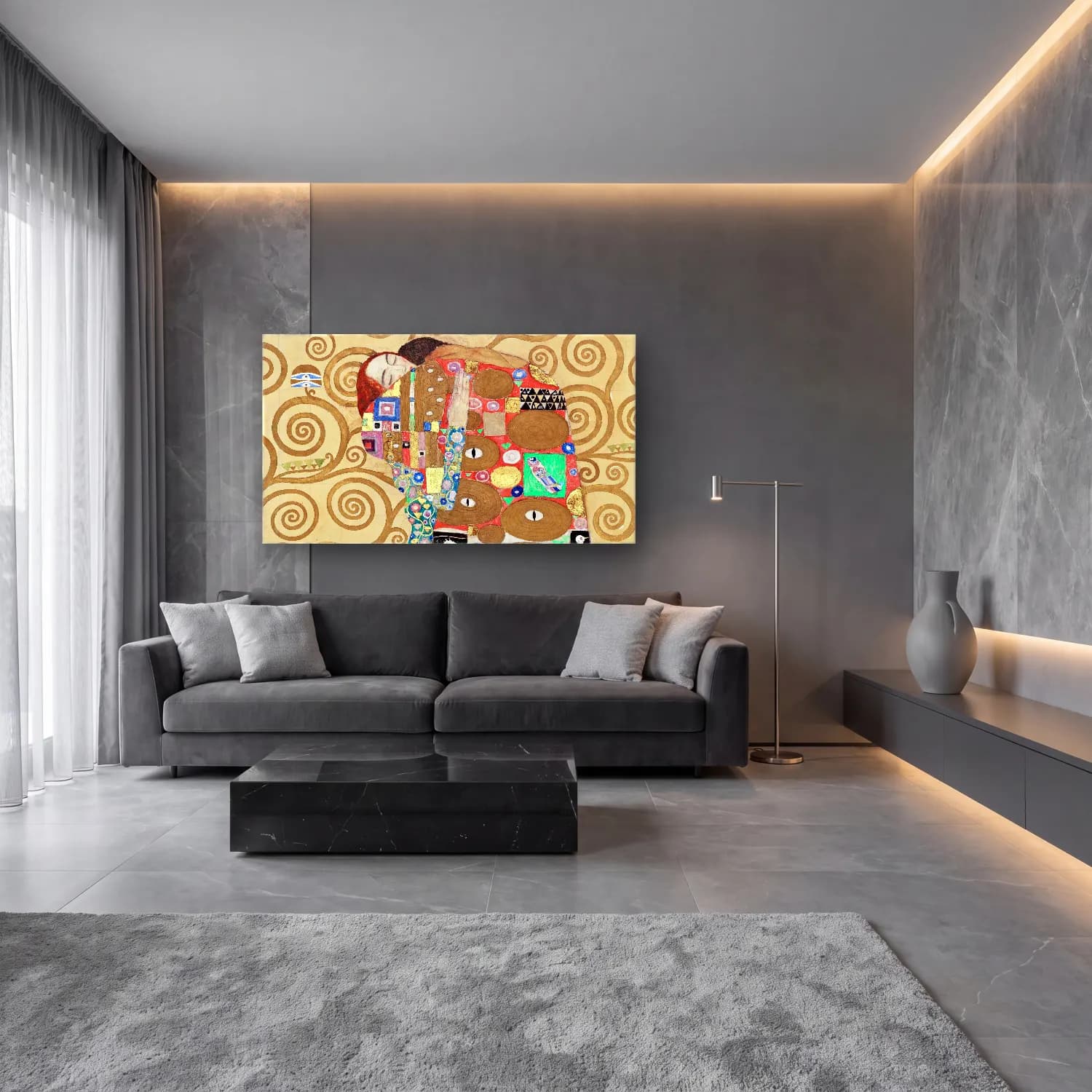 Gustav Klimt – Fulfillment cam tablo — lüks salon duvarında