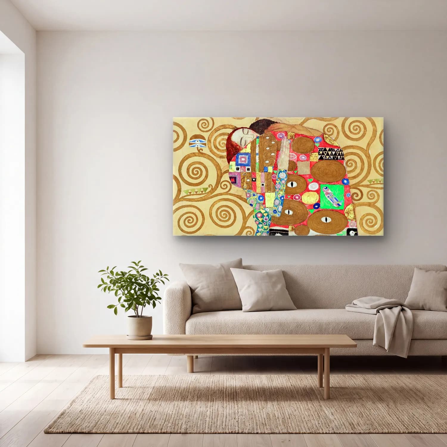 Gustav Klimt – Fulfillment cam tablo — açık renk salonda