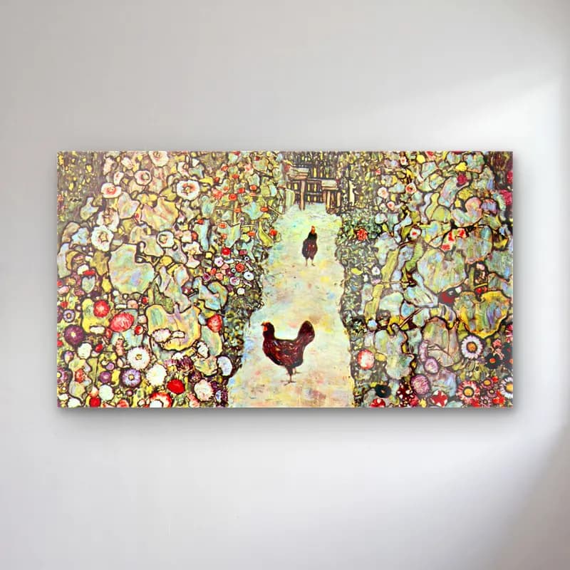 Gustav Klimt – Garden Path with Chickens cam tablo — Gustav Klimt – Garden Path with Chickens — empresyonist horoz