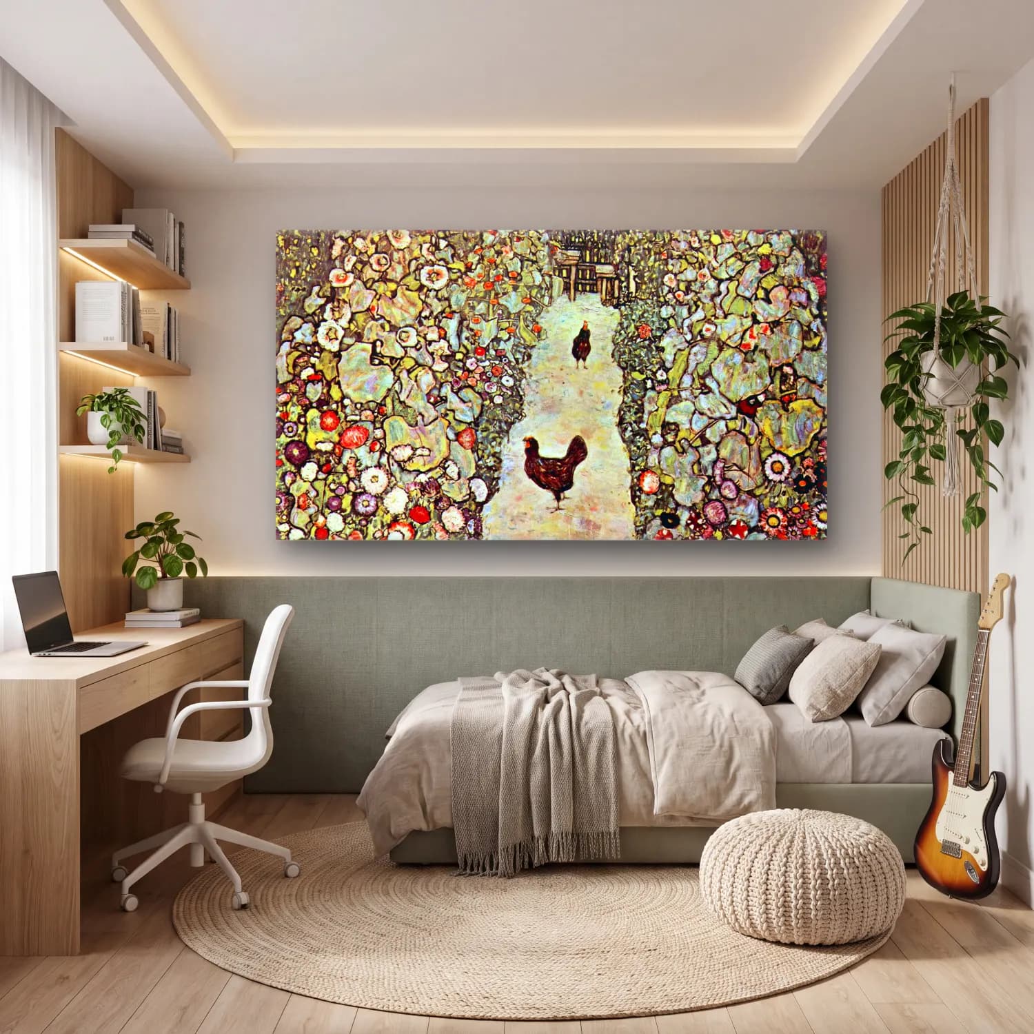 Gustav Klimt – Garden Path with Chickens cam tablo — genç odasında