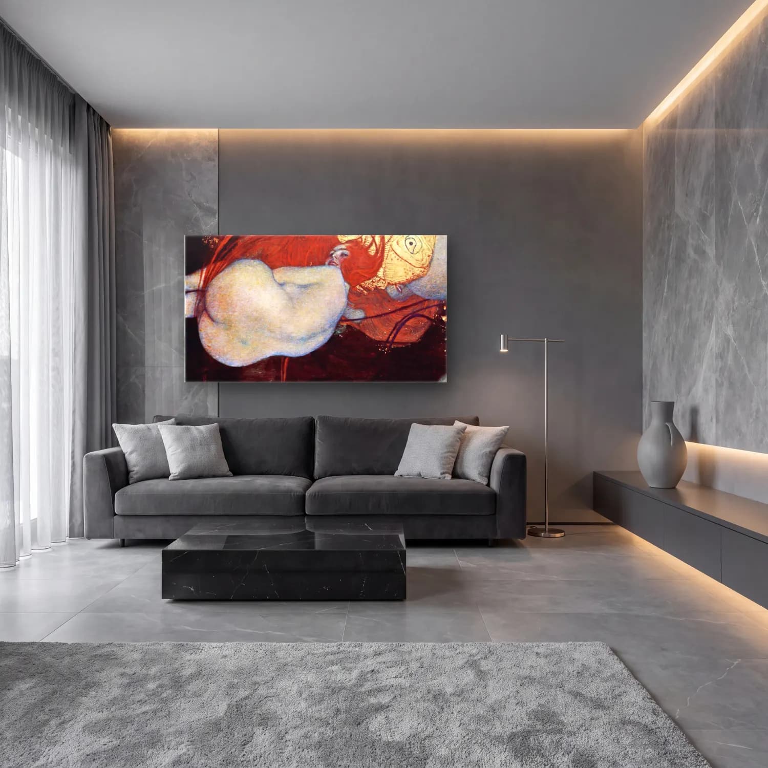 Gustav Klimt – Goldfish cam tablo — lüks salon duvarında