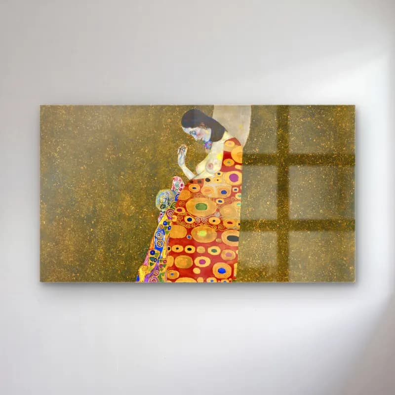 Gustav Klimt – Hope II cam tablo — Gustav Klimt – Hope II — empresyonist anne ve çocuk