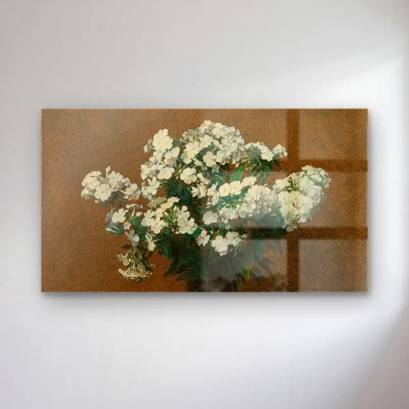 Henri Fantin-Latour – Phlox Blancs Dans Un Vase cam tablo — Henri Fantin-Latour – Phlox Blancs Dans Un Vase — empresyonist vazoda çiçek buketi