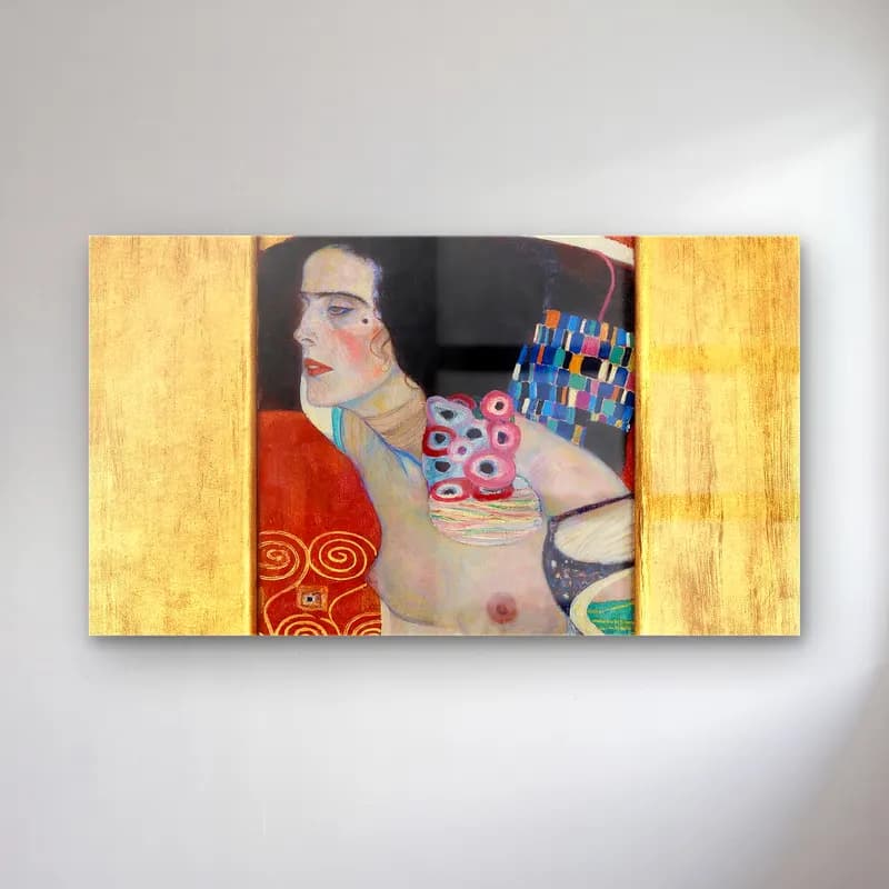 Gustav Klimt – Judith II cam tablo — Gustav Klimt – Judith II — yağlı boya kadın portresi