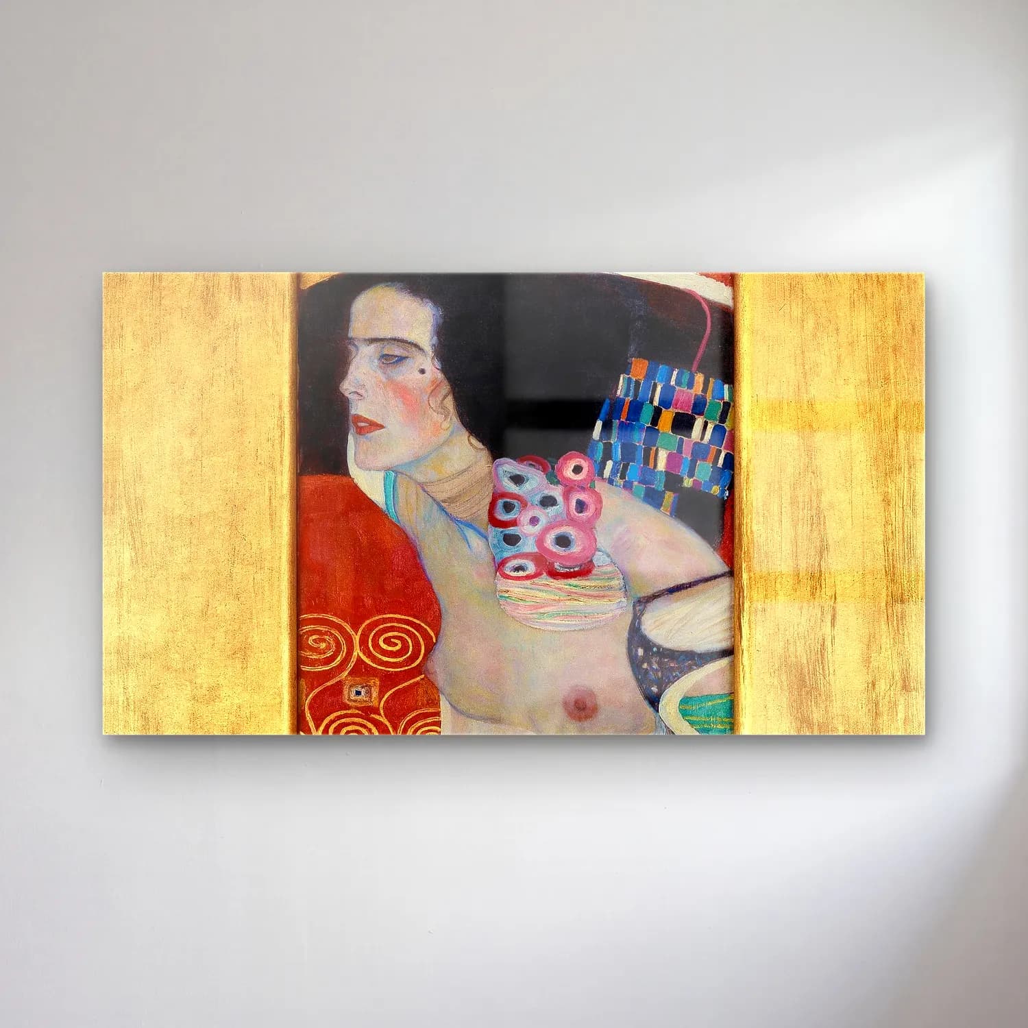 Gustav Klimt – Judith II cam tablo — Gustav Klimt – Judith II — yağlı boya kadın portresi