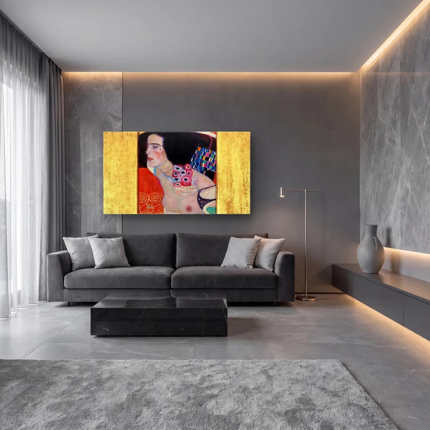 Gustav Klimt – Judith II cam tablo — lüks salon duvarında