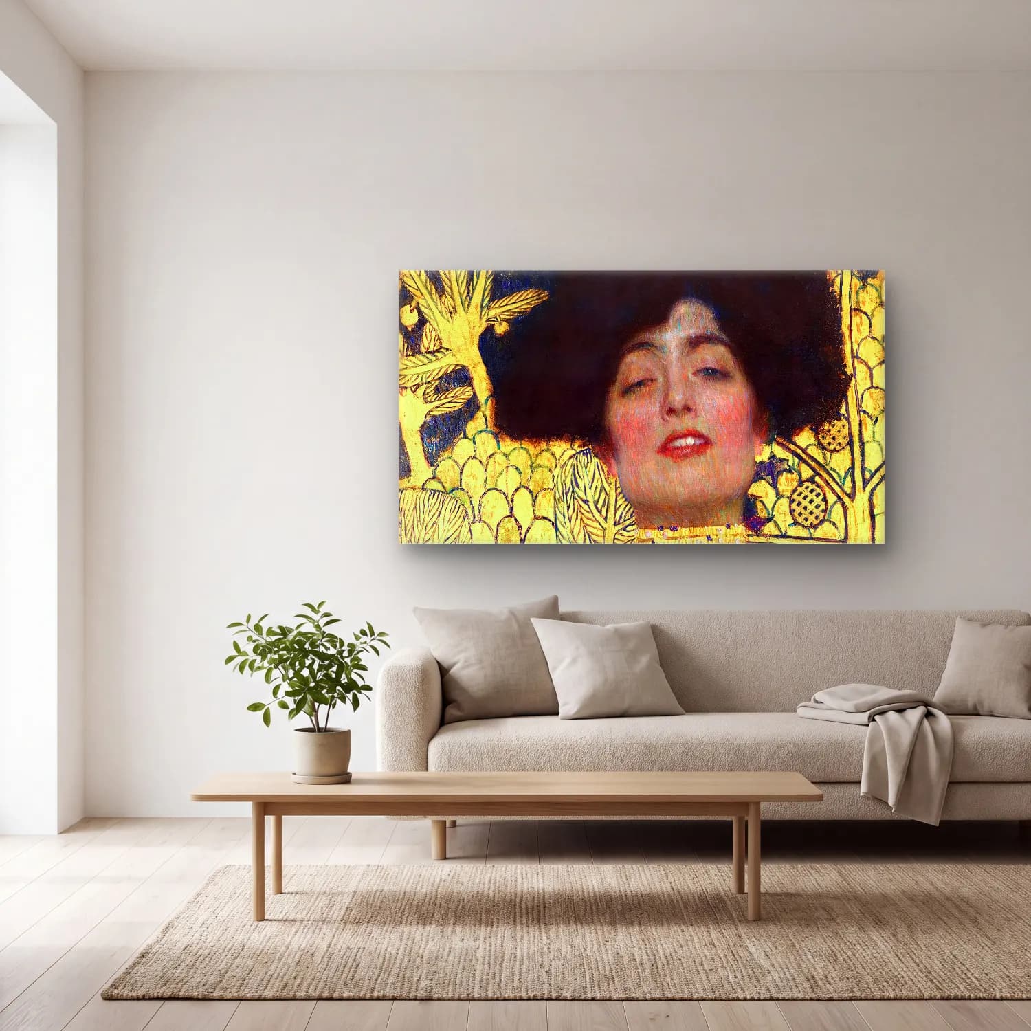 Gustav Klimt – Judith and the Head of Holofernes cam tablo — açık renk salonda