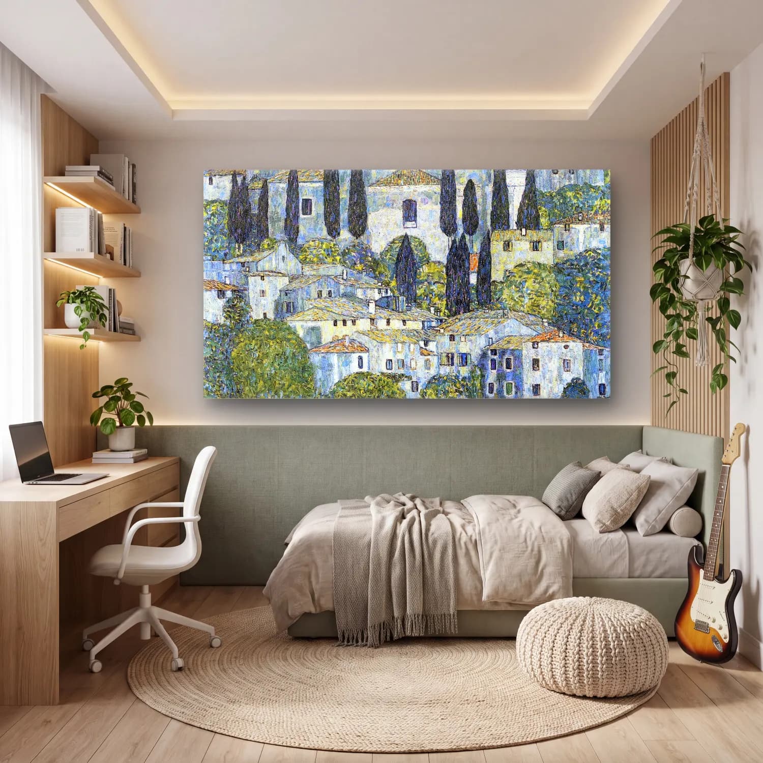 Gustav Klimt – Kirche in Cassone cam tablo — genç odasında