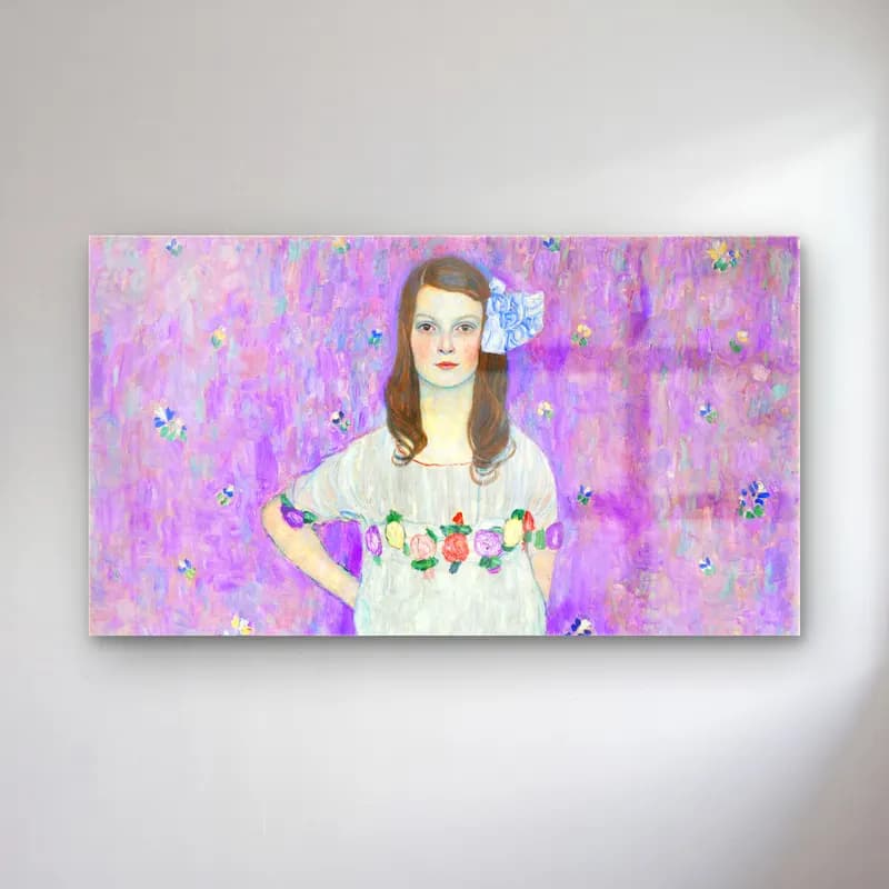 Gustav Klimt – Mäda Primavesi cam tablo — Gustav Klimt – Mäda Primavesi — empresyonist kız çocuğu portresi