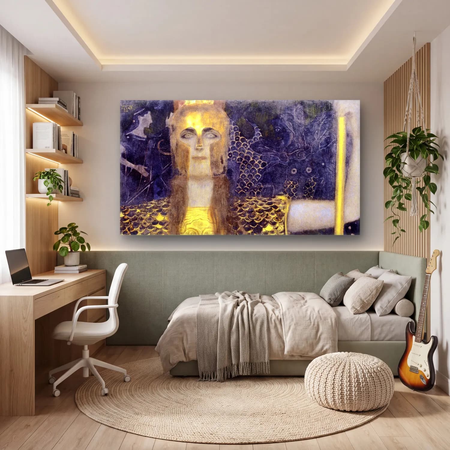 Gustav Klimt – Pallas Athena cam tablo — genç odasında