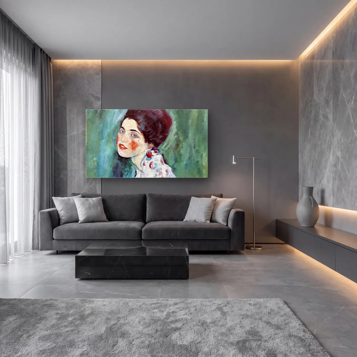 Gustav Klimt – Porträt einer Dame cam tablo — lüks salon duvarında
