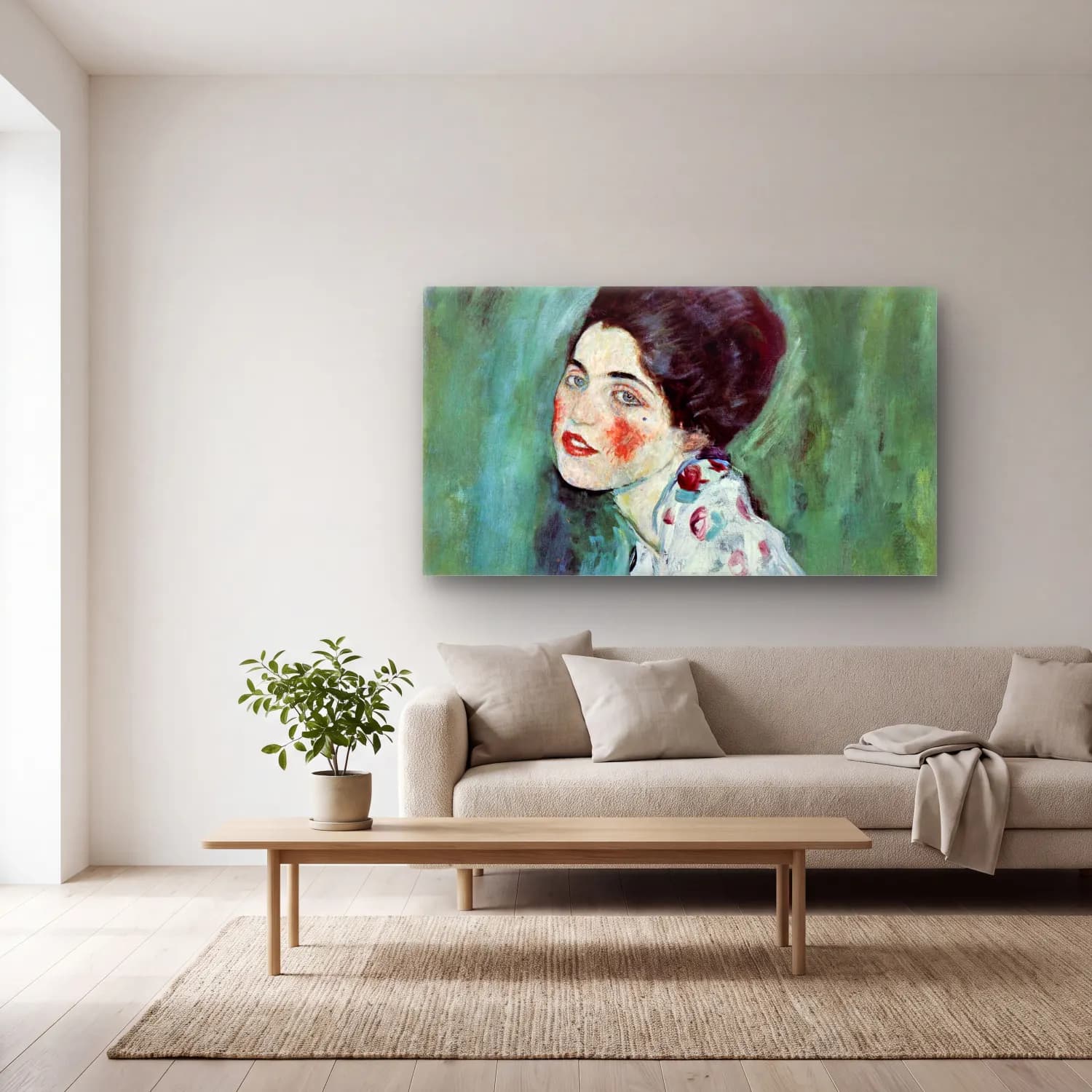 Gustav Klimt – Porträt einer Dame cam tablo — açık renk salonda